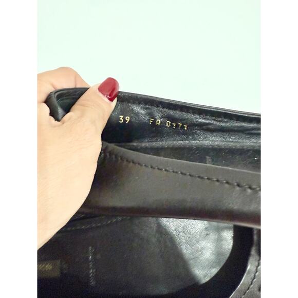 Louis Vuitton Gold Tone LV Leather Ballet Flat Shoes Black Oxford Womens Size 39 - Picture 7 of 7